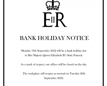 National Bank Holiday office closure notice – 19 September 2022