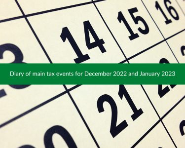 Diary of main tax events for December 2022 and January 2023