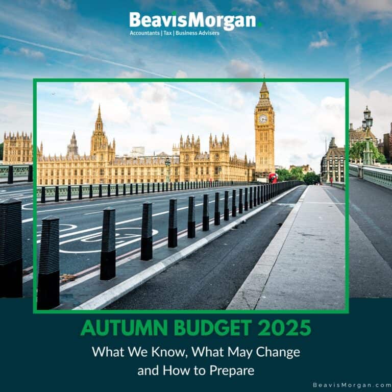Autumn budget article title with an image of the houses of parliament.
